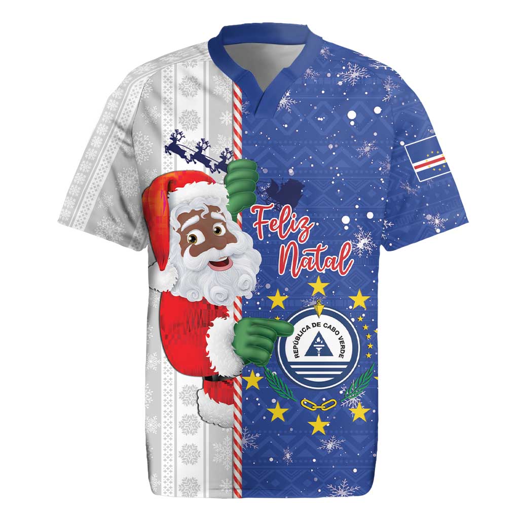 Afro Christmas in Cape Verde Rugby Jersey Black Santa Felix Natal - African Pride