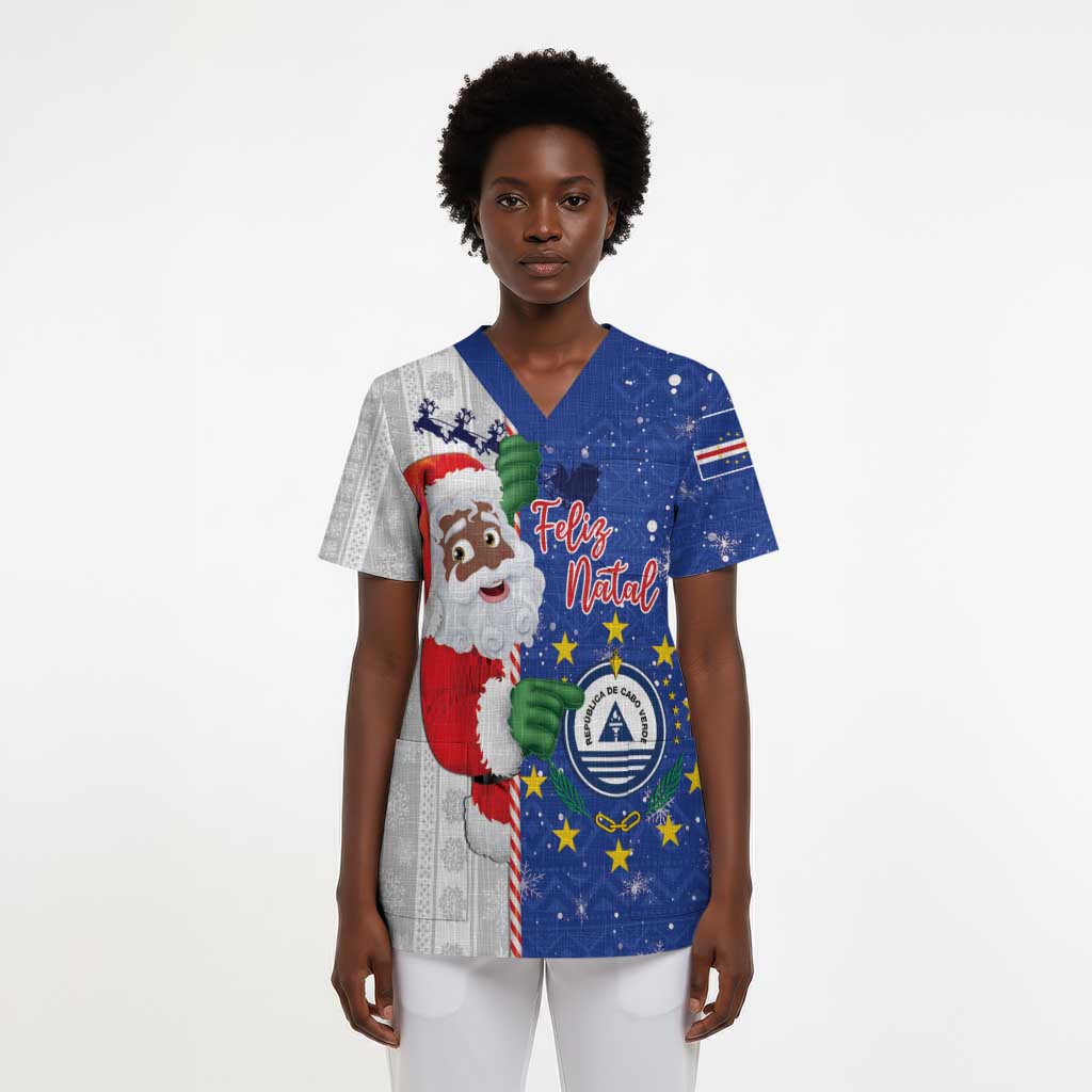 Cape Verde Christmas Scrub Top Black Santa Felix Natal - African Pride