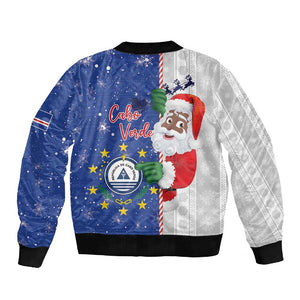 Afro Christmas in Cape Verde Sleeve Zip Bomber Jacket Black Santa Felix Natal - African Pride
