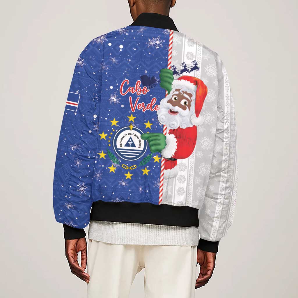 Afro Christmas in Cape Verde Sleeve Zip Bomber Jacket Black Santa Felix Natal - African Pride