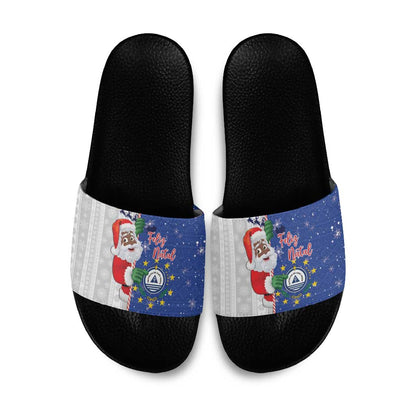 Cape Verde Christmas Slide Sandals Black Santa Felix Natal