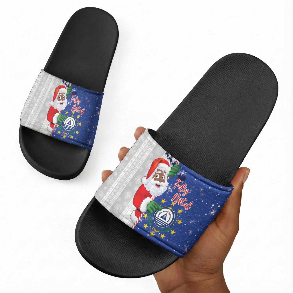 Cape Verde Christmas Slide Sandals Black Santa Felix Natal