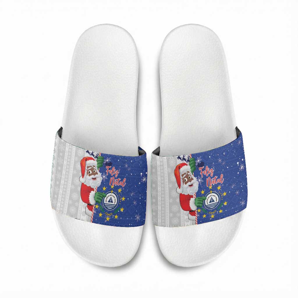 Cape Verde Christmas Slide Sandals Black Santa Felix Natal