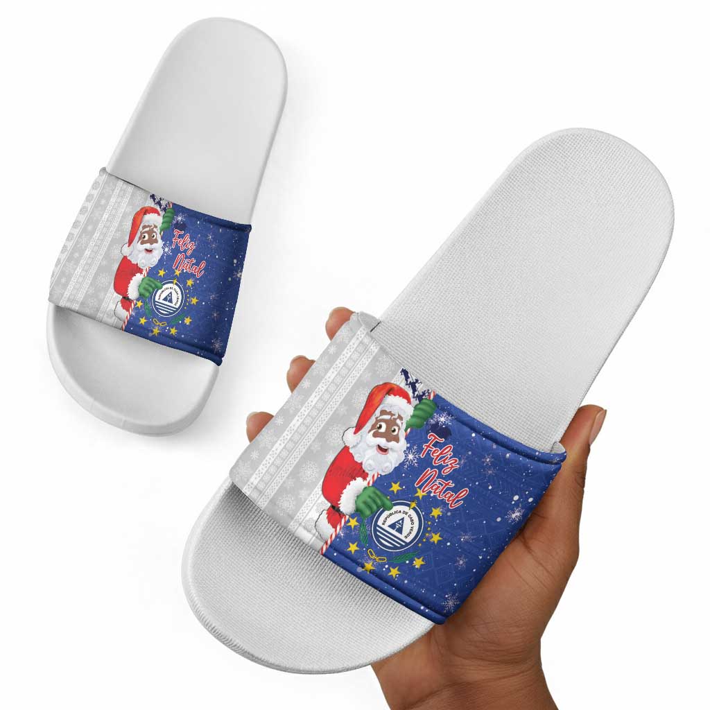 Cape Verde Christmas Slide Sandals Black Santa Felix Natal