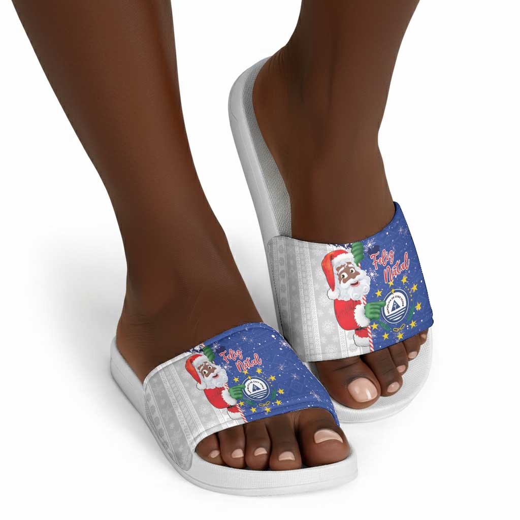Cape Verde Christmas Slide Sandals Black Santa Felix Natal