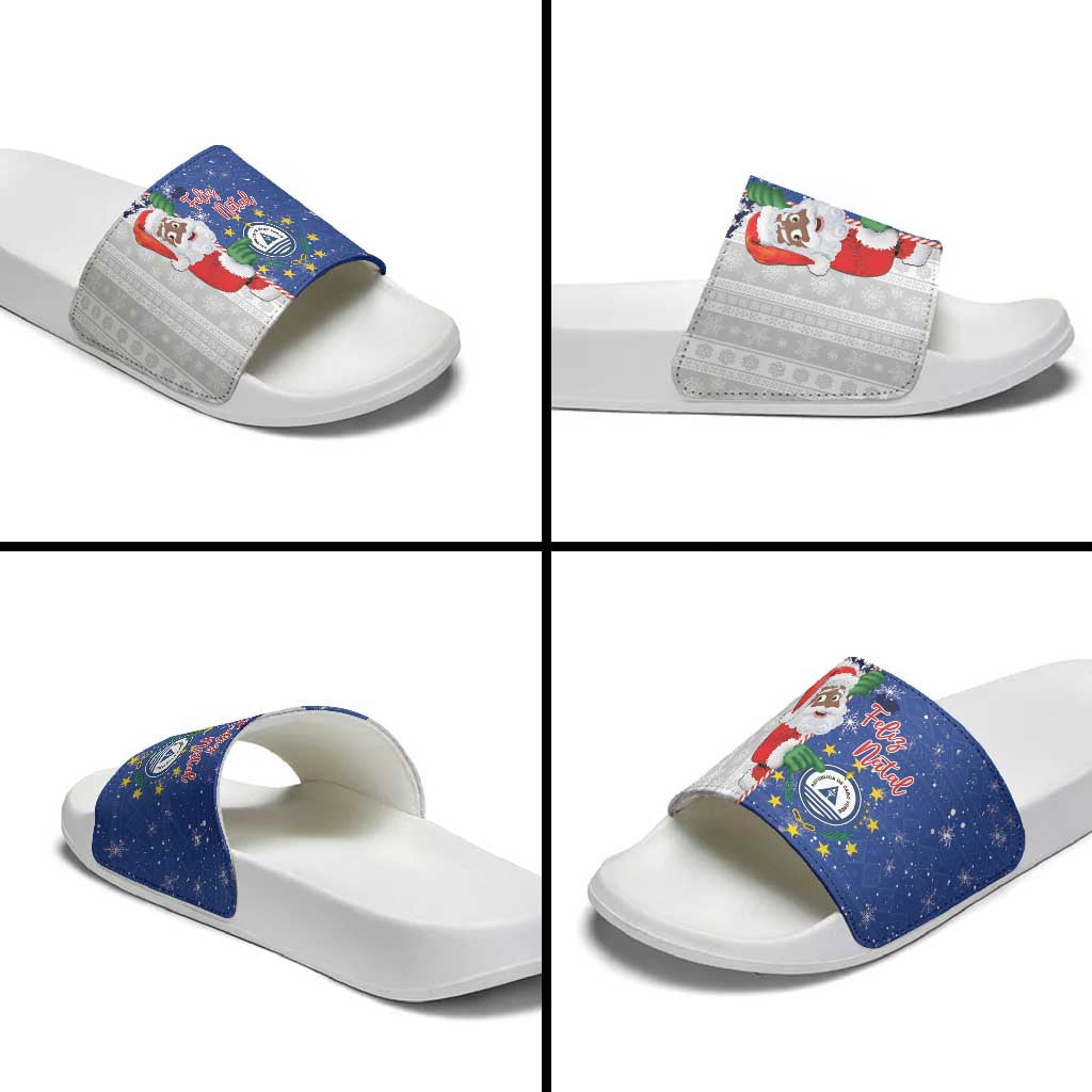 Cape Verde Christmas Slide Sandals Black Santa Felix Natal