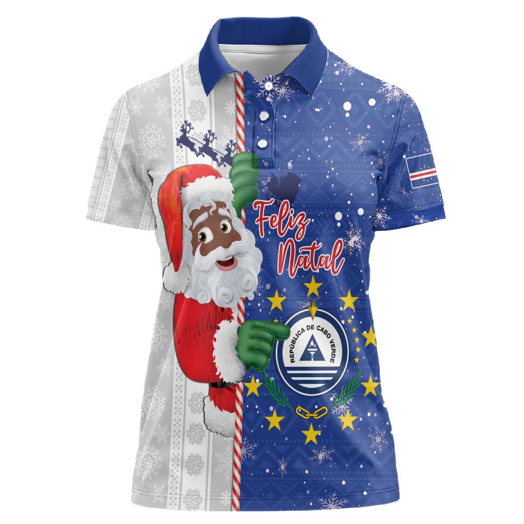Afro Christmas in Cape Verde Women Polo Shirt Black Santa Felix Natal - African Pride