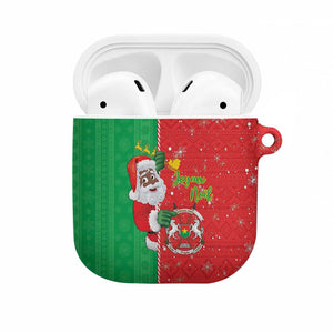 Burkina Faso Christmas AirPods Case Black Santa Joyeux Noel