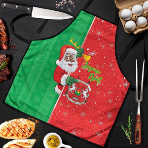 Burkina Faso Christmas Apron Black Santa Joyeux Noel