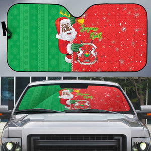 Burkina Faso Christmas Auto Sun Shade Black Santa Joyeux Noel