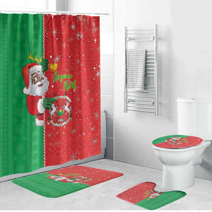 Burkina Faso Christmas Bathroom Set Black Santa Joyeux Noel