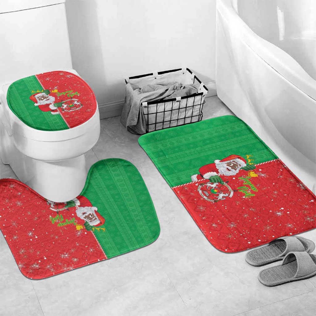 Burkina Faso Christmas Bathroom Set Black Santa Joyeux Noel