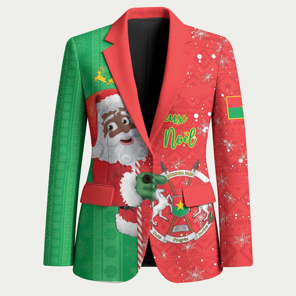 Burkina Faso Christmas Blazer Black Santa Joyeux Noel