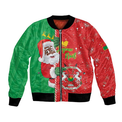 Afro Christmas in Burkina Faso Bomber Jacket Black Santa Joyeux Noel - African Pride