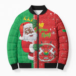 Burkina Faso Christmas Bomber Puffer Jacket Black Santa Joyeux Noel