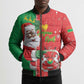 Burkina Faso Christmas Bomber Puffer Jacket Black Santa Joyeux Noel