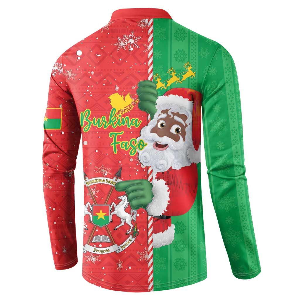 Burkina Faso Christmas Button Sweatshirt Black Santa Joyeux Noel
