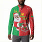 Burkina Faso Christmas Button Sweatshirt Black Santa Joyeux Noel