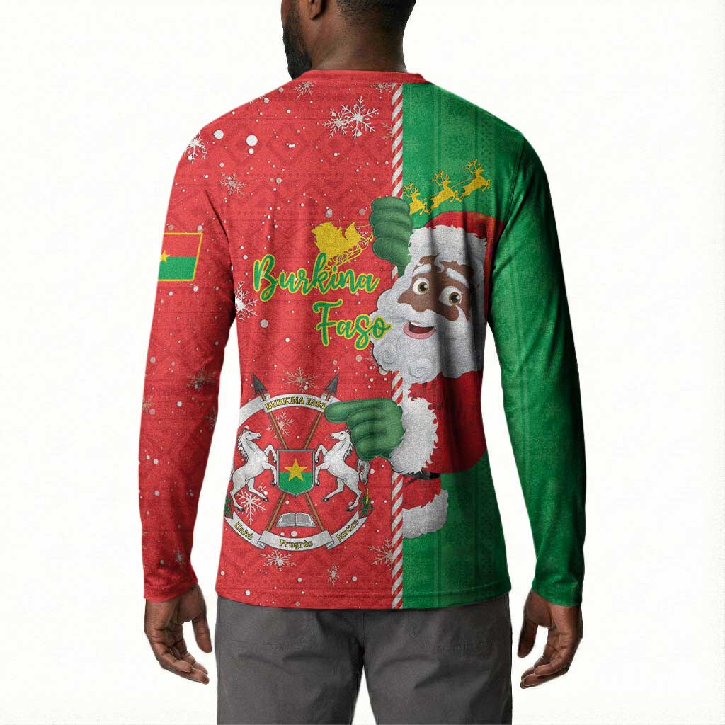 Burkina Faso Christmas Button Sweatshirt Black Santa Joyeux Noel