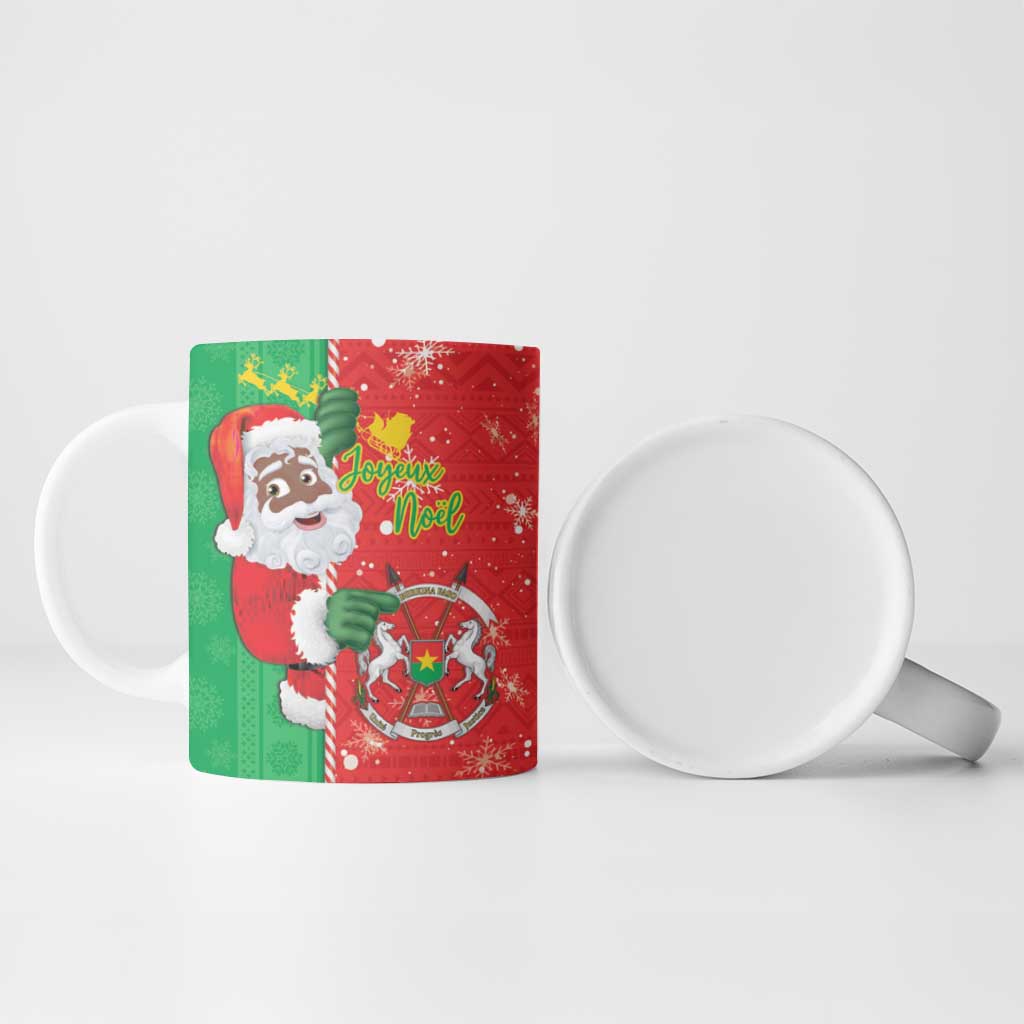 Burkina Faso Christmas Ceramic Mug Black Santa Joyeux Noel