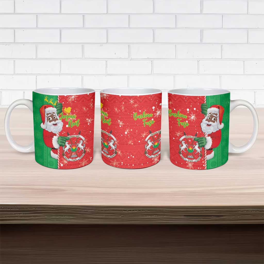 Burkina Faso Christmas Ceramic Mug Black Santa Joyeux Noel
