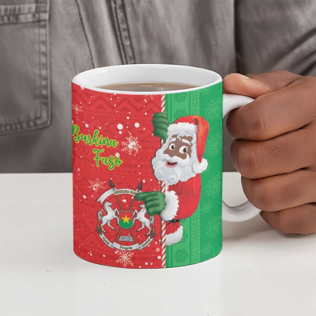 Burkina Faso Christmas Ceramic Mug Black Santa Joyeux Noel