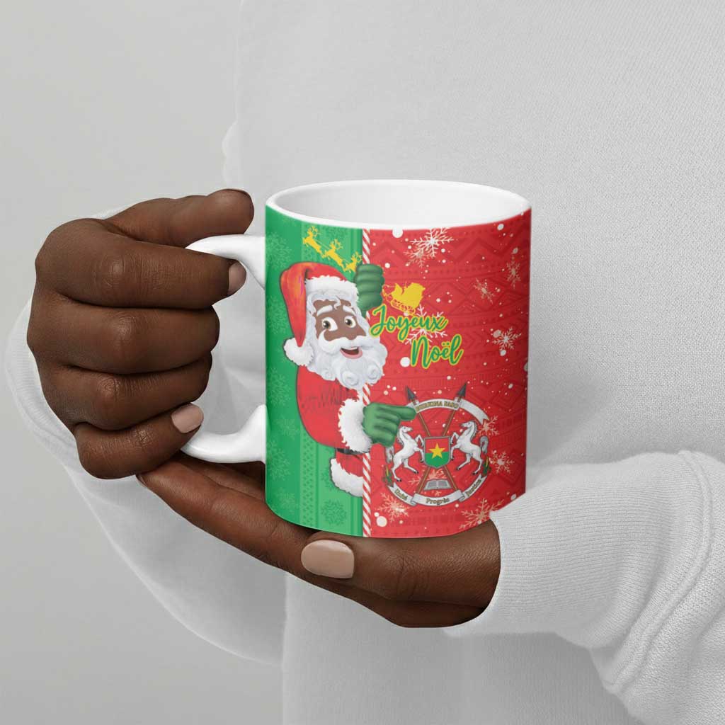 Burkina Faso Christmas Ceramic Mug Black Santa Joyeux Noel