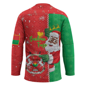 Burkina Faso Christmas Hockey Jersey Black Santa Joyeux Noel