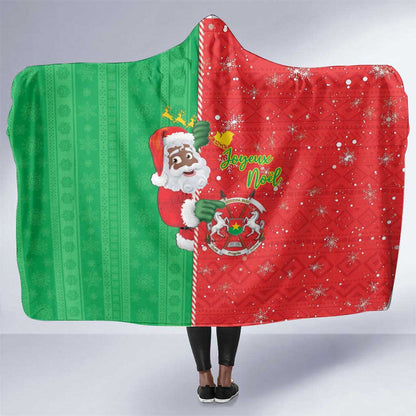 Afro Christmas in Burkina Faso Hooded Blanket Black Santa Joyeux Noel - African Pride