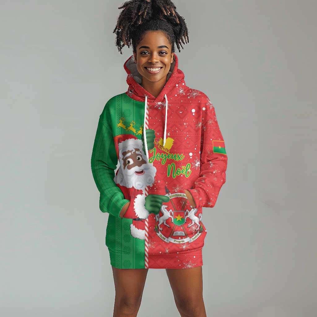 Afro Christmas in Burkina Faso Hoodie Dress Black Santa Joyeux Noel - African Pride