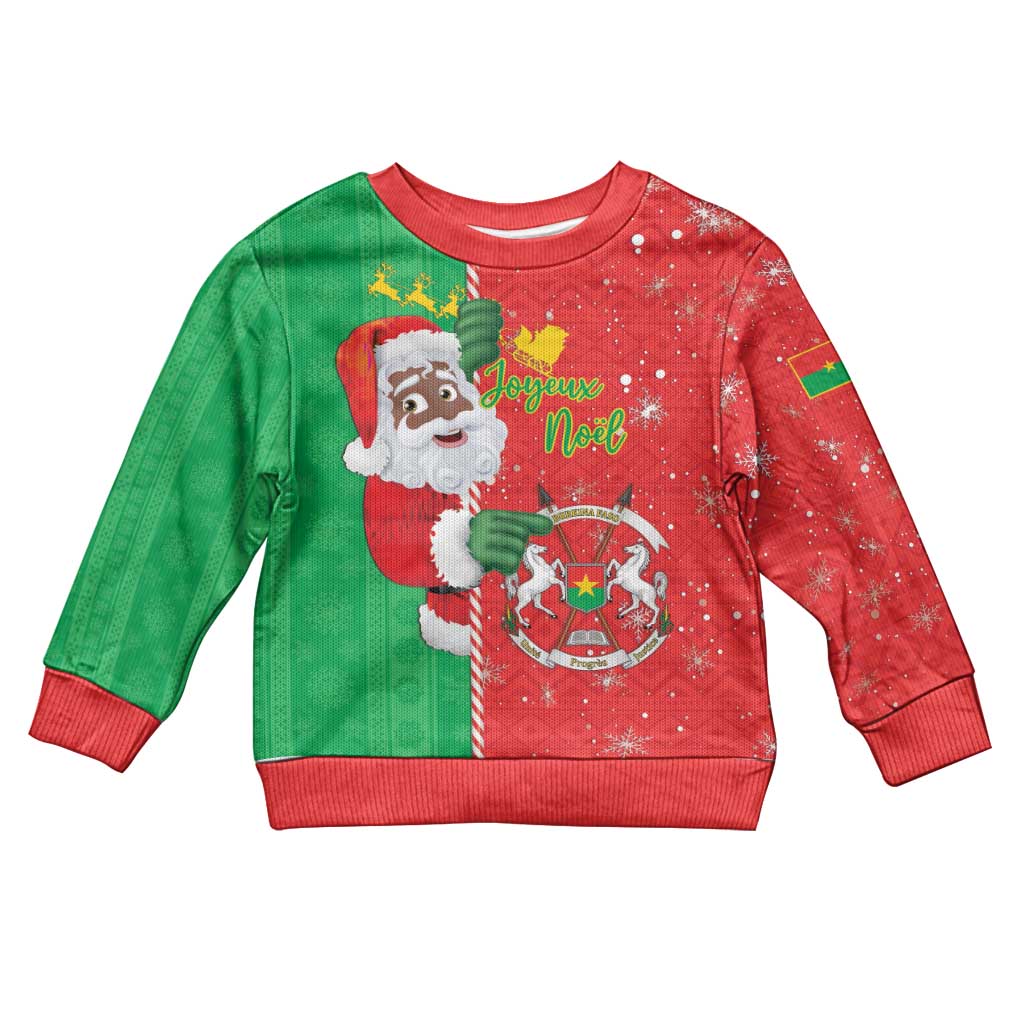 Afro Christmas in Burkina Faso Kid Ugly Christmas Sweater Black Santa Joyeux Noel - African Pride