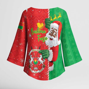 Burkina Faso Christmas Kimono Sleeve Blouse Black Santa Joyeux Noel