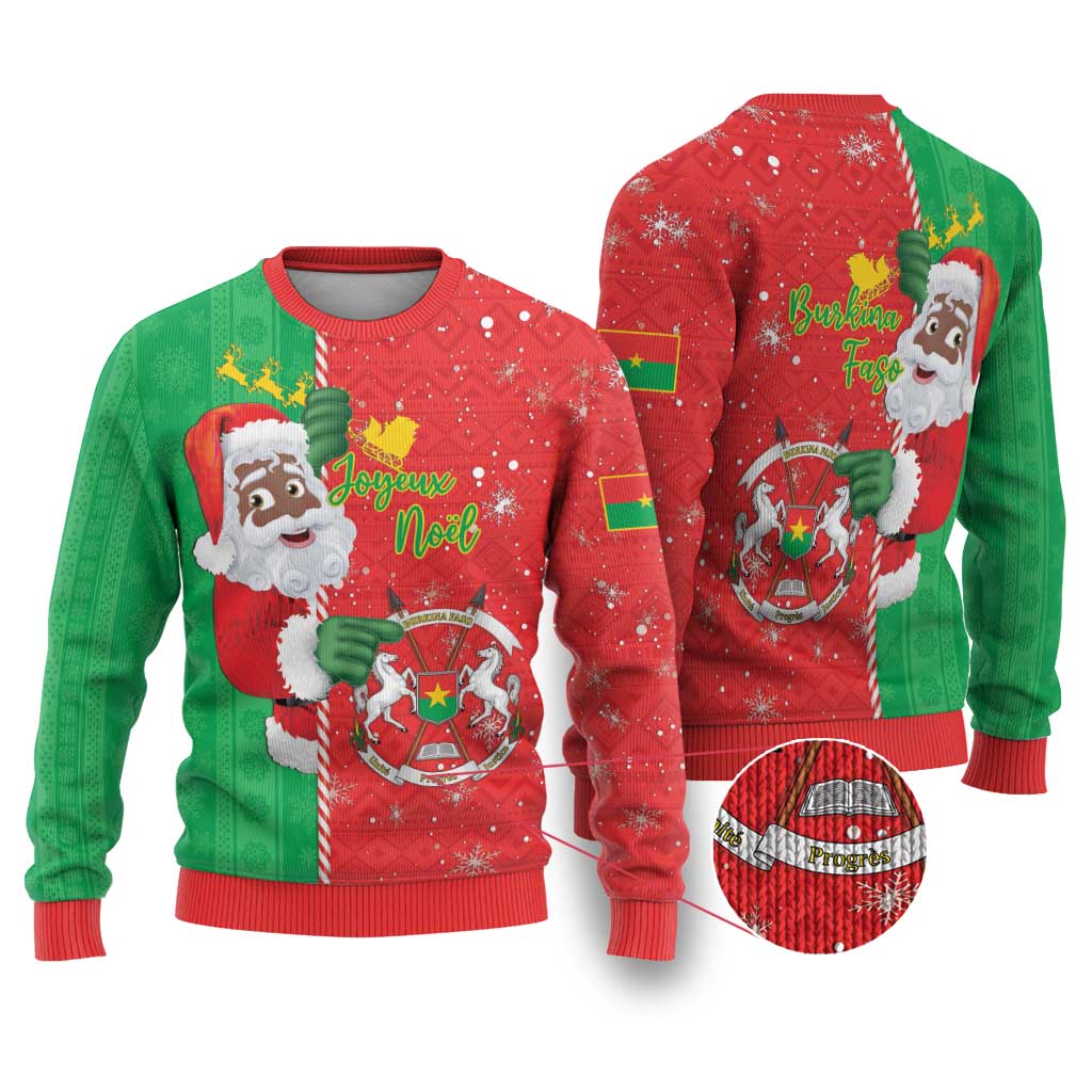Afro Christmas in Burkina Faso Ugly Christmas Sweater Black Santa Joyeux Noel - African Pride