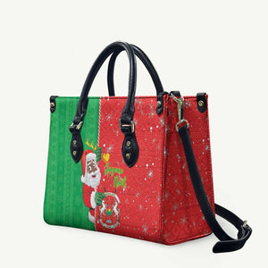 Burkina Faso Christmas Leather Bag Black Santa Joyeux Noel