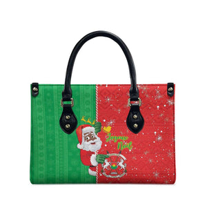 Burkina Faso Christmas Leather Bag Black Santa Joyeux Noel