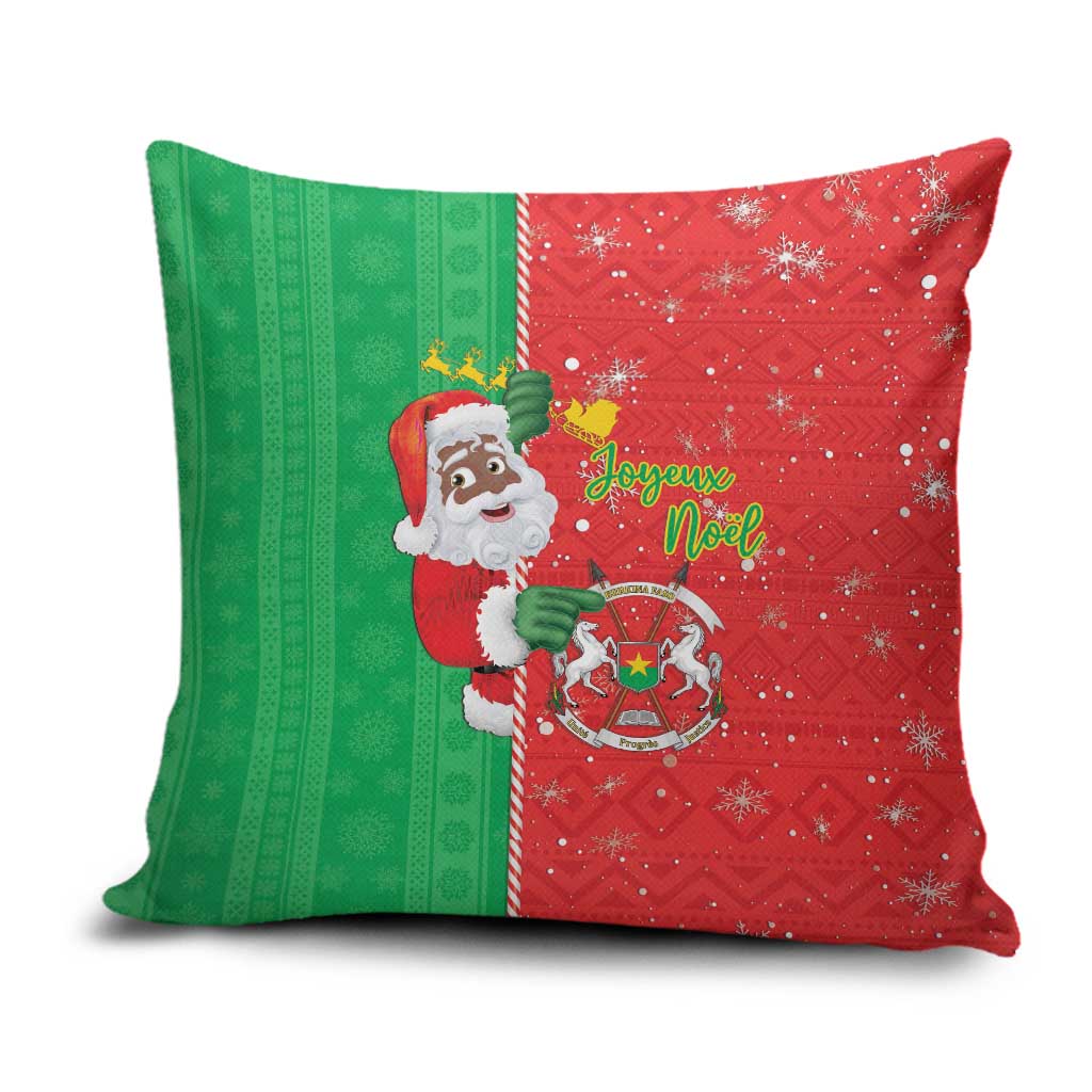 Burkina Faso Christmas Pillow Cover Black Santa Joyeux Noel