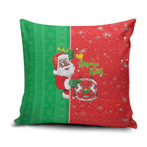 Burkina Faso Christmas Pillow Cover Black Santa Joyeux Noel