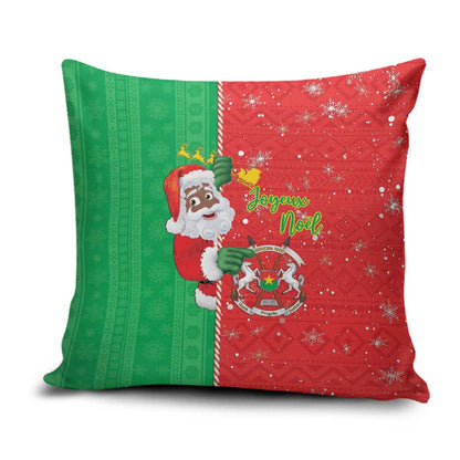 Burkina Faso Christmas Pillow Cover Black Santa Joyeux Noel