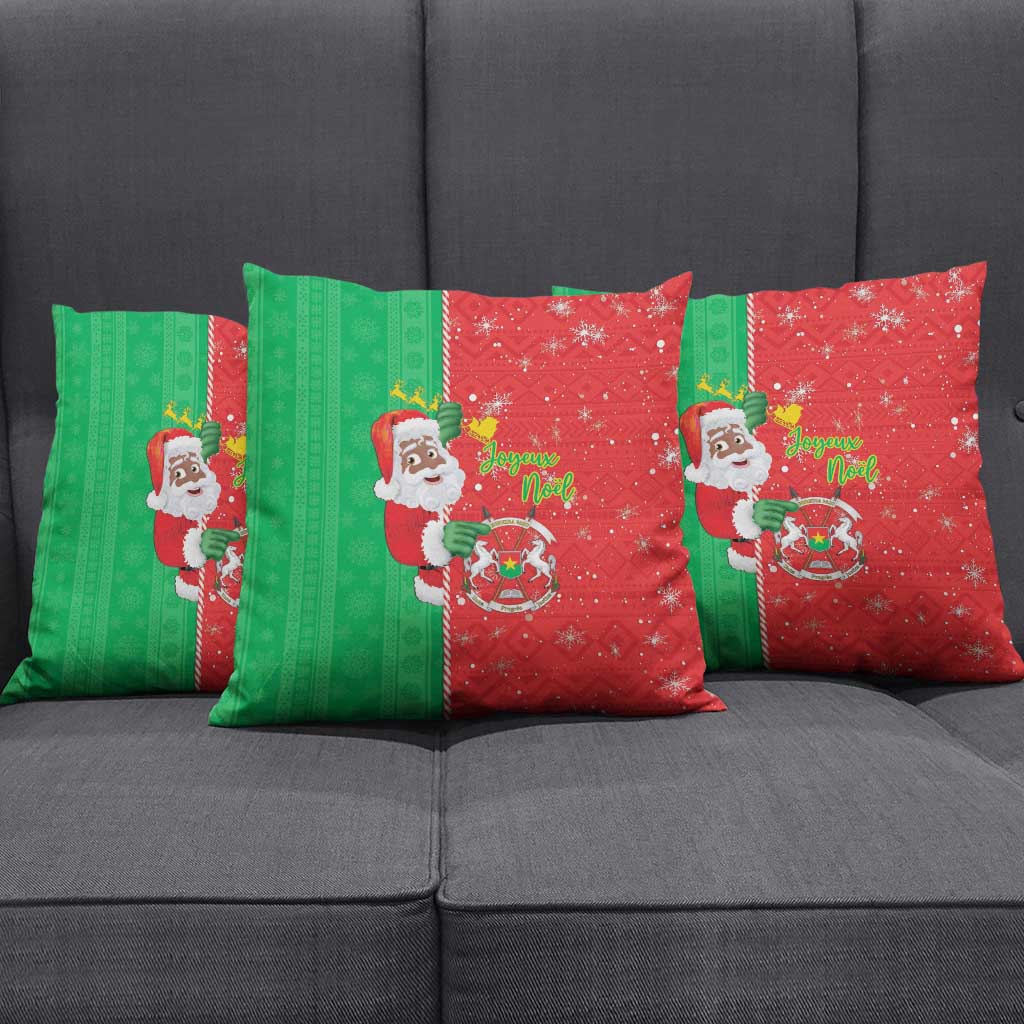 Burkina Faso Christmas Pillow Cover Black Santa Joyeux Noel