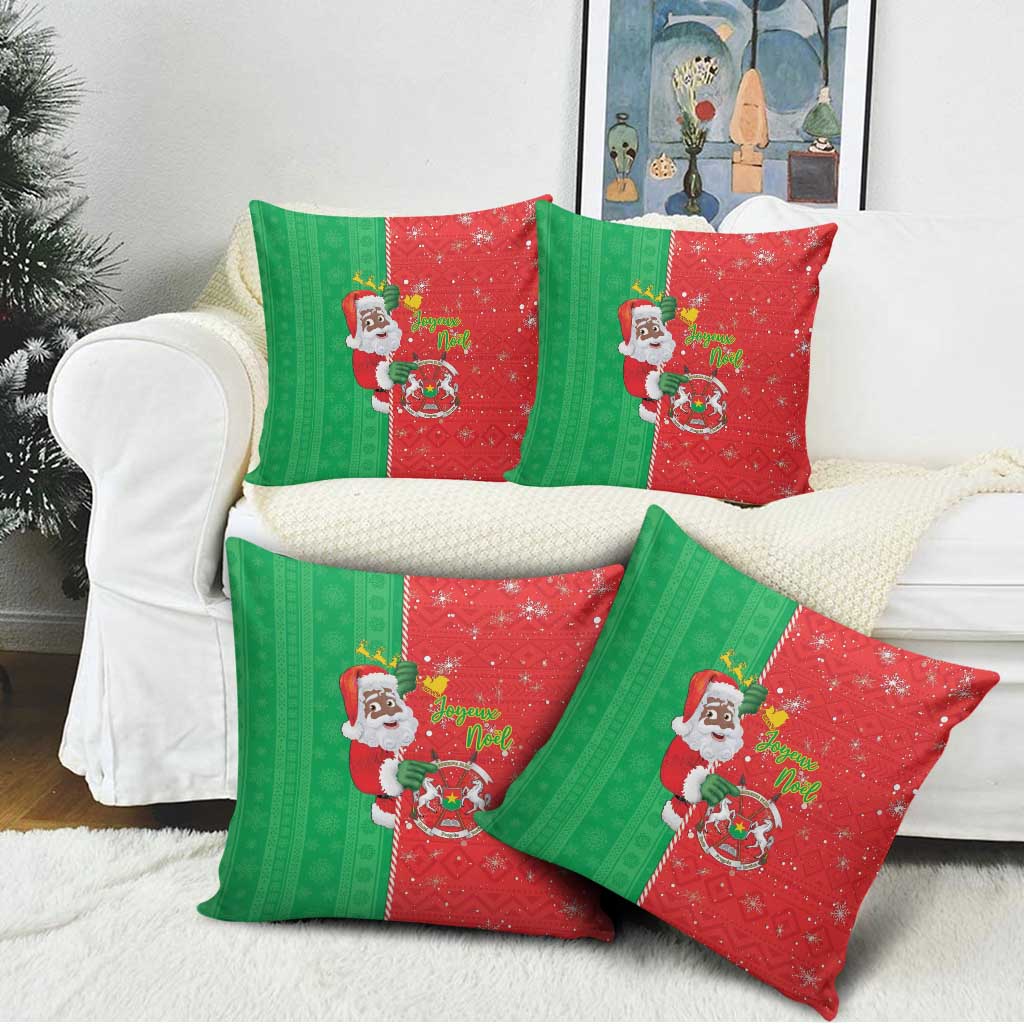 Burkina Faso Christmas Pillow Cover Black Santa Joyeux Noel