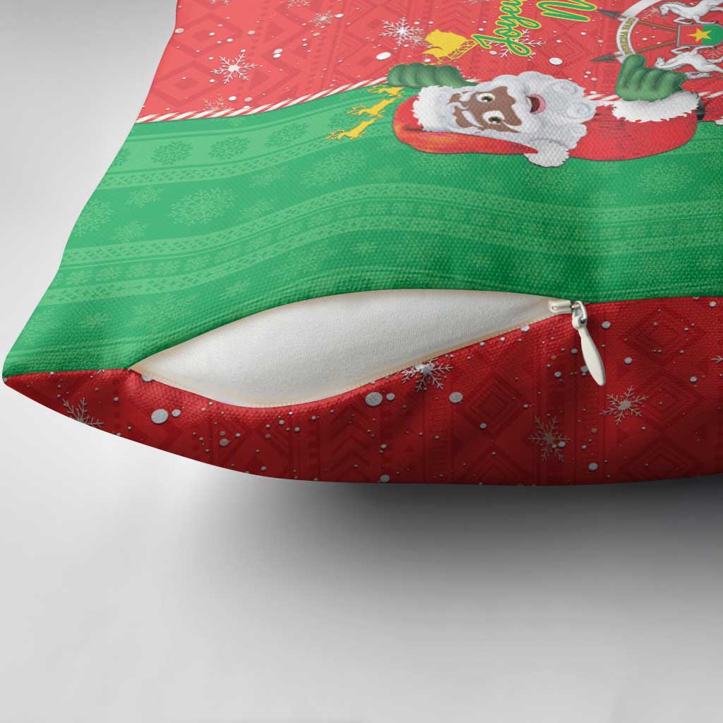 Burkina Faso Christmas Pillow Cover Black Santa Joyeux Noel