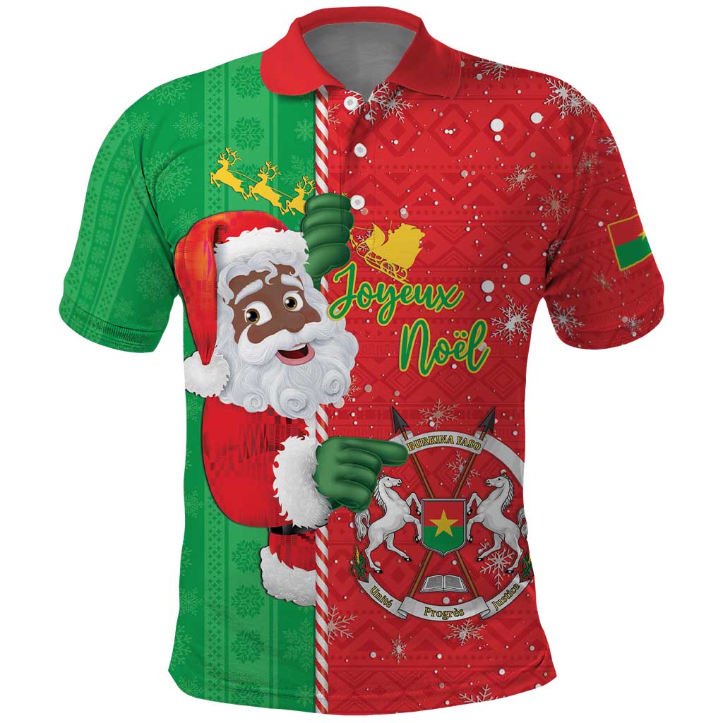 Afro Christmas in Burkina Faso Polo Shirt Black Santa Joyeux Noel - African Pride