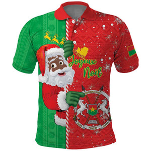 Afro Christmas in Burkina Faso Polo Shirt Black Santa Joyeux Noel - African Pride