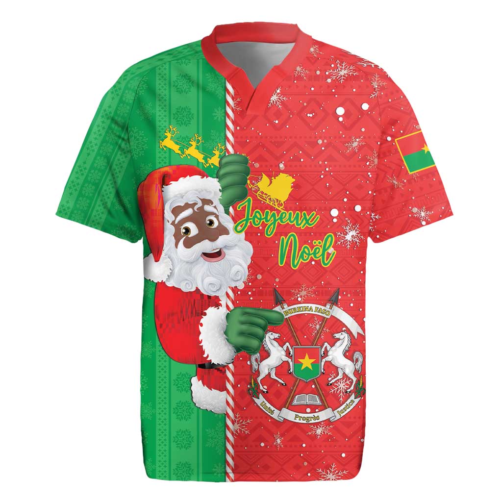 Afro Christmas in Burkina Faso Rugby Jersey Black Santa Joyeux Noel - African Pride