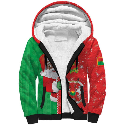 Afro Christmas in Burkina Faso Sherpa Hoodie Black Santa Joyeux Noel - African Pride