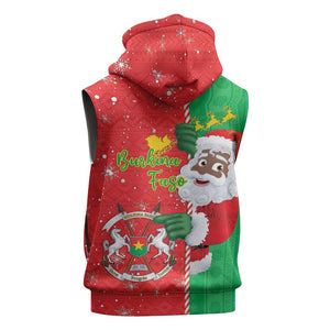 Afro Christmas in Burkina Faso Sleeveless Hoodie Black Santa Joyeux Noel - African Pride
