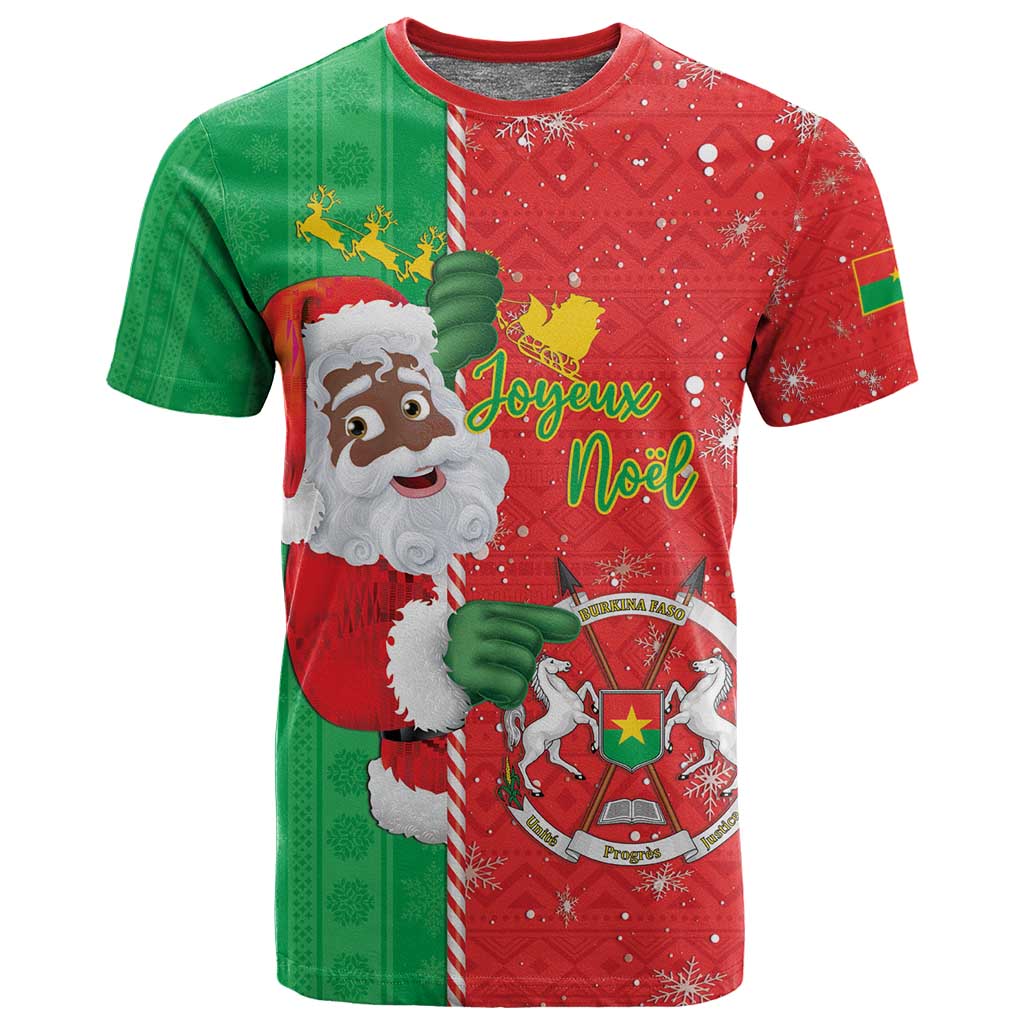 Afro Christmas in Burkina Faso T shirt Black Santa Joyeux Noel - African Pride