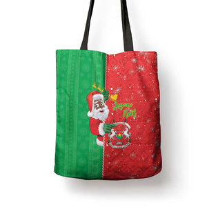 Burkina Faso Christmas Tote Bag Black Santa Joyeux Noel