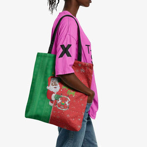 Burkina Faso Christmas Tote Bag Black Santa Joyeux Noel