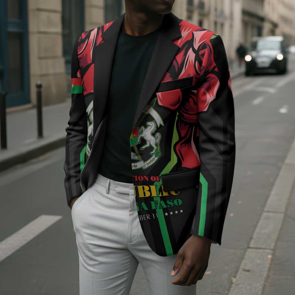 Burkina Faso Republic Day Blazer Coat Of Arms With Rose